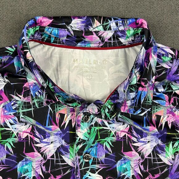 Maelreg Polo Shirt Mens Small Floral Geometric Performance Golf Stretch Colorful - Picture 4 of 8